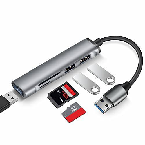 USB 허브, 5 in 1 USB 포트 확장기, USB 3.0 허브 멀티포트, USB 분배기 SD/ TF 카드 리더, 리더기, USB 탈부착 스테이션 노트북, PC, Mac, 맥북, USB C to USB A 어댑터, 알루미늄