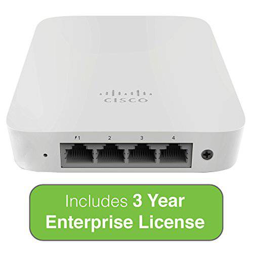 Cisco Meraki MR30H Quad-Radio, Cloud-Managed 2x2:2 802.11ac Wave 2 벽면 스위치 Ap, 1.3 Gbps, 802.3af PoE w/ 3Y Enterprise 특허