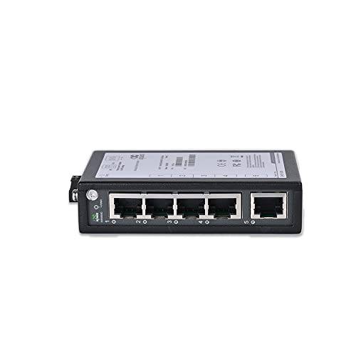 InHand Networks 5-Port Unmanaged 산업용 기가비트 이더넷 스위치, 5 * 10/ 100/ 1000 Base-T(X) Adaptive RJ45 포트, 16Gbps 변환 용량, IP30, 와이드 온도 and 전압, 지원 DIN 레일.