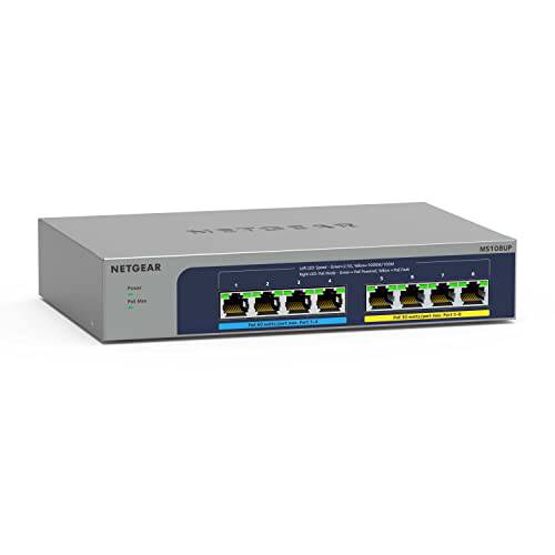 NETGEAR 8-Port Ultra60 PoE Multi-Gigabit 이더넷 Unmanaged 네트워크 스위치 (MS108UP) -  4 x PoE++ and 4 x PoE+ @ 230W, 데스크탑 or 벽면 마운트, and 리미티드 라이프타임 프로텍트
