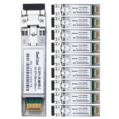 10Pack Multi-Mode 10G SFP+ 파이버 모듈 네트워크 트랜시버, SR MM850nm 300m, 듀플렉스 LC Cisco, NETGEAR, MikroTik, Ubiquity, DLink etc,