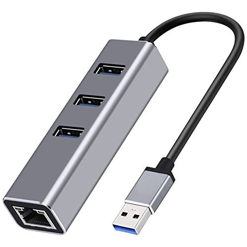 USB to 랜포트 3-Port USB 3.0 허브 RJ45 10/ 100/ 1000 기가비트 랜포트 맥북 에어 2017, 아이맥, XPS, 서피스 프로, 리눅스 and More