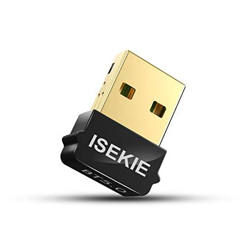 ISEKIE USB 블루투스 어댑터 PC 5.0 블루투스 동글 리시버 PC 블루투스 어댑터 지원 윈도우 10/ 8.1/ 8/ 7 연결 블루투스 헤드폰,헤드셋 마우스 키보드 to PC 노트북 데스크탑 블랙