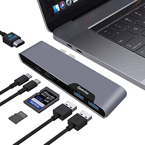 USB C 허브 맥북 프로, Expand Your 맥북 프로 인터페이스 to 7 포트, 7in2 USB C 허브 맥북 프로 악세사리 4K HDMI, 썬더볼트 3 USB C 포트, Type-c, SD/ TF 카드 리더, 리더기, 2 USB 3.1 데이터 포트