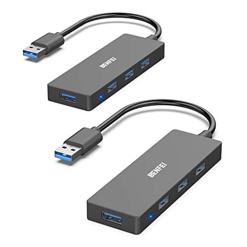 BENFEI 2 팩 USB 3.0 허브 4-Port, Ultra-Slim USB 3.0 허브 호환가능한 맥북, Mac 프로, Mac 미니, 아이맥, 서피스 프로, XPS, PC,  플래시드라이브, 휴대용 HDD