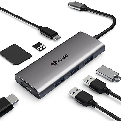 GONEO 7 in 1 USB C 허브, USB C 어댑터 4K@30Hz, USB-C to HDMI SD/ TF 카드 리더, 리더기, and 3 포트 USB 3.0, 100W PD, USB C 동글 MacBoook 프로, 맥북 에어, 마이크로소프트 서피스 프로, 삼성 크롬북 프로
