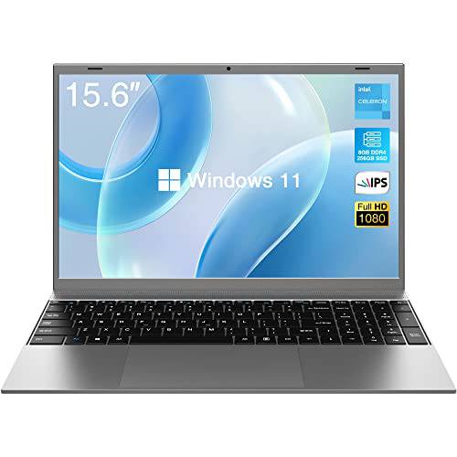 BiTECOOL 노트북 15.6” 풀 HD IPS 디스플레이, Intel Celeron J4125 쿼드코어 프로세서, 8GB 램 and 256GB M.2 SSD 스토리지, 2.4/ 5G 와이파이, BT4.2 and 풀 사이즈 키보드, 윈도우 11 프로