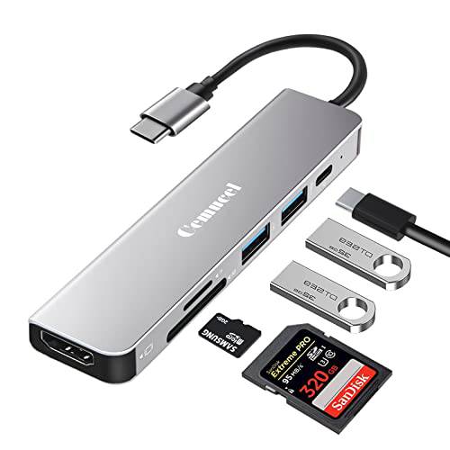 USB C 허브, Cemucel USB C 어댑터 HDMI, 6 in 1 탈부착 스테이션 멀티포트 어댑터 (4K HDMI USB3.0 SD/ TF 카드 리더, 리더기 100W PD), 호환가능한 맥북 프로/ 에어 어댑터, 노트북 and Other Type-C 디바이스