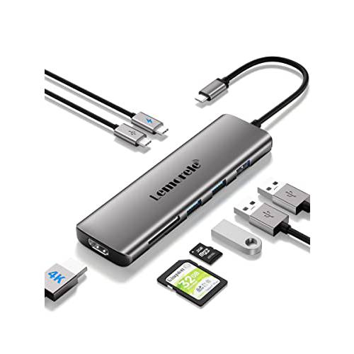 Lemorele 8-in-1 USB C 허브 멀티포트 어댑터, USB-C 허브 4K HDMI 출력, 100W 파워 Delivery, USB 3.0 5Gdps 포트, SD/ TF 카드 리더, 리더기 Adpater, 호환가능한 맥북 프로, XPS, 크롬북 and More
