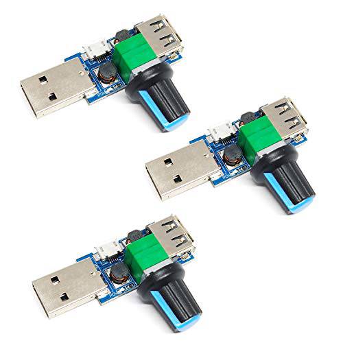 USB선풍기 스피드 컨트롤러, DC 5V Stepless 미니 USB선풍기 Governor DC 4-12V to 2.5-8V 5W 조절기 스피드 컨트롤 노브 Switch(3PCS)