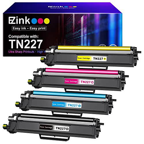 E-Z 잉크 (TM) 호환가능한 토너,잉크토너 카트리지 교체용 Brother TN227 TN-227 TN227BK TN227C TN227M TN227Y 고수율, 고성능, 높은 출력량 호환가능한 HL-L3290CDW HL-L3210CW MFC-L3750CDW MFC-L3710CW 프린터 (4 팩)