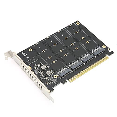 M.2 NVME SSD to PCIe 4.0 어댑터 카드, 4 포트 M.2 NVMe to PCIE x16 확장 카드 M 키 NVMe SSD, 4 x 32Gbps FullSpeed(ph44)