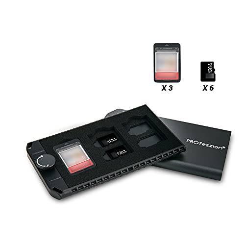 PROfezzion 슬림 알루미늄 SD 카드 홀더 3 NS/ 닌텐도스위치 게임 카드& 6 TF/ 마이크로 SD/ 마이크로 SDHC/ 마이크로 SDXC 카드, Anti-Shock& Dust-Resistant 메탈 메모리 카드 케이스