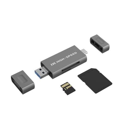 JJC UHS-II SD 마이크로 SD 카드 리더, 리더기, 3-in-1 USB 3.1 USB-C Type-C 3.1 마이크로 USB 2.0 연결 포트, 하이 전송 스피드 up to 312MB/ S, 호환가능한 컴퓨터, 노트북, OTG 활성화 폰 and 태블릿, 태블릿PC