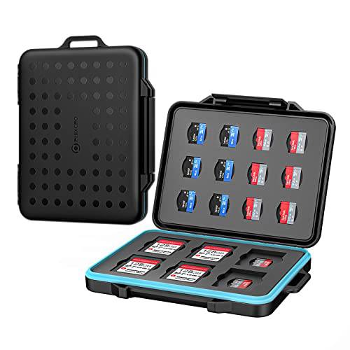 PHIXERO 24 슬롯 휴대용 SD 카드 홀더 케이스, 메모리 카드 케이스, 메모리 카드 홀더 보호 케이스, SD 카드 스토리지 박스 6 SD SDHC SDXC 카드& 18 TF 마이크로 SD 카드, Water-Resistant Anti-Shock