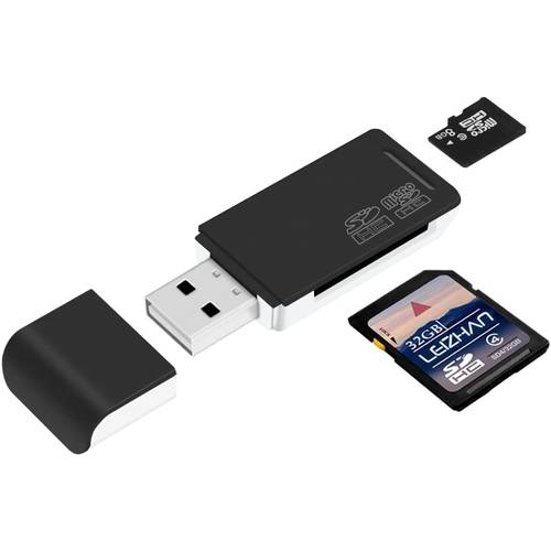 LEIZHAN USB 마이크로 SD 카드 리더, 리더기, 3in1 USB A to SD/ 마이크로 SD/ SDXC/ SDHC 카드 어댑터, 듀얼 카드 슬롯 메모리 카드 리더, 리더기, Competible PC, 윈도우 10, 8, 7, 컴퓨터, 태블릿, 태블릿PC