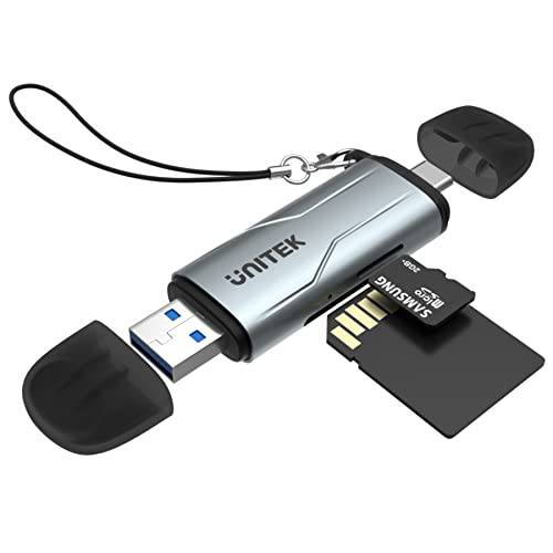 Unitek SD 카드 리더, 리더기, USB 3.0 타입 C 메모리 카드 어댑터 지원 SD/ 마이크로 SD/ TF/ SDHC/ SDXC/ MMC, 호환가능한 맥북 에어/ 프로, 아이패드 프로 2020, 서피스 프로 컴퓨터 노트북 and More, 그레이