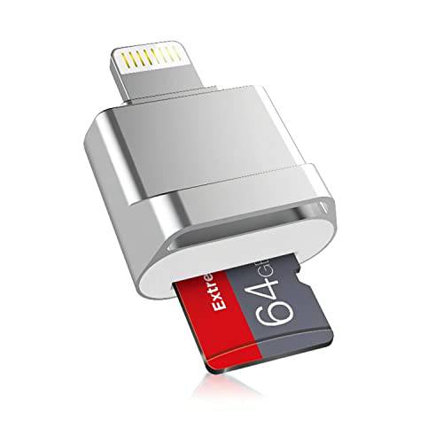 SD 카드 리더, 리더기 아이폰 아이패드, [애플 MFi 인증된] 라이트닝 to 마이크로 SD/ TF 카드 리더, 리더기 뷰어 어댑터 메모리 카드 독서 아이폰 13/ 12/ 프로/ 11/ X/ XR/ 맥스/ 8/ 7/ 6 No Need 드라이버 플러그&  플레이