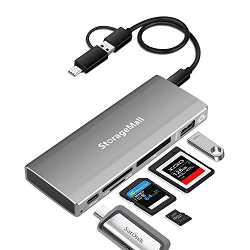 USB3.2 XQD 카드 리더, 리더기 and SD/ 마이크로SD/ USB3.2 A/ USB3.2 Type-C 5in1 카드 리더, 리더기 견고한 알루미늄 케이스,  지원 소니 G/ M 시리즈, 니콘, Lexar XQD 카드, SD 카드 윈도우/ Mac OS/ 안드로이드