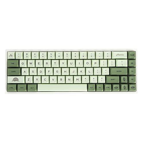 BOYI WK68 핫 스왑가능 RGB 기계식 키보드, 무선 블루투스 5.0/ 2.4G/ 유선 Type-C Tri-Mode PBT 승화 키캡 65% 게이밍 Keyboard(Gateron Yellow 스위치, 말차 XDA 키캡)