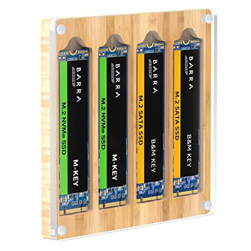AODUKE 4 슬롯 투명 대나무 자석 클로져 M.2 SSD 인클로저 박스 케이스, M.2 NGFF 하드디스크 프로텍트 박스, M.2 NVME 드라이브 스토리지 2230/ 2242/ 2260/ 2280MM SSD-04M2-Z