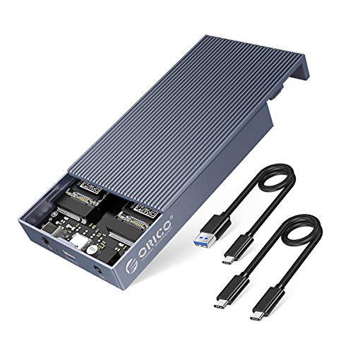 ORICO Dual-Bay NVME 인클로저 외장 SSD 케이스 알루미늄 USB3.1 Gen2 10Gbps M.2 Type-C SSD 탈부착 스테이션 PCIe M-Key B& M 키 2230/ 2242/ 2260/ 2280 SSD 스크류 설치 Up to 4TB-M2P2J