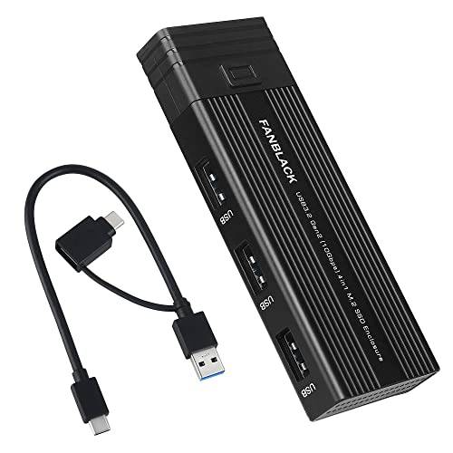 M.2 NVMe SSD 인클로저 어댑터 Tool-Free, USB 3.2 세대 2 10Gbps HDD 어댑터 MKey(B+ M 키) SSD 리더, 리더기,  3 포트 USB Type-A, 지원 UASP 트림 2242/ 2260/ 2280