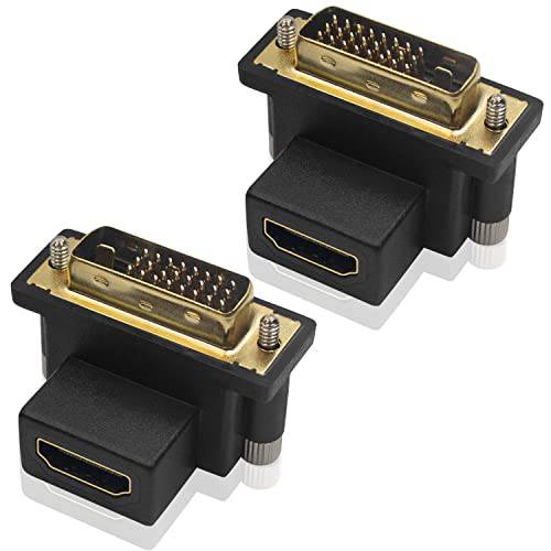 Poyiccot HDMI to DVI 어댑터 90 도 Up 다운 앵글드 DVI Male to HDMI Female 어댑터  컴퓨터& HDTV&  그래픽 카드, 2pack