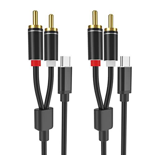 USB C to 2 RCA 오디오 케이블, Yinker 타입 C to RCA Male to Male Y RCA 분배기, 2 RCA 잭 USB C 오디오 케이블 폰 노트북 PC 스피커 Amplifier(1m/ 3ft 2pack)