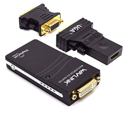 Wavlink USB 2.0 to VGA/ DVI/ HDMI 범용 비디오 그래픽 카드 어댑터 다양한 모니터 Up to 1920x1080@60Hz 윈도우, Mac OS&  크롬 OS[Includes DVI-to-VGA, DVI-to-HDMI 컨버터, 변환기]