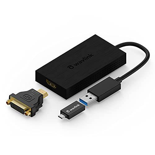 WAVLINK USB 3.0 to HDMI/ DVI 비디오 그래픽 어댑터, 4K@30Hz Multi-Display 컨버터, 변환기, 지원 윈도우 Mac OS 안드로이드 크롬, Perfect 가정용 시어터, 플레이 게임, 미팅 or 종합 트레이닝
