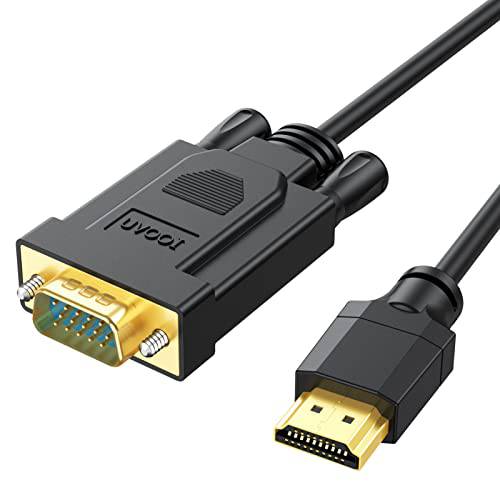 HDMI to VGA 케이블 6 Feet, UVOOI HDMI to VGA 어댑터 모니터 비디오 케이블 호환가능한 컴퓨터, 노트북, 프로젝터, HDTV, 라즈베리 파이, Roku