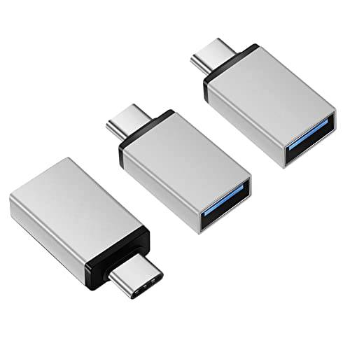 Garrulax USB C to USB 어댑터, [3 팩] 썬더볼트 3 to USB 3.0 어댑터 호환가능한 맥북 프로 2019/ 2018, 맥북 에어 2018, 서피스 고, Dell XPS and More 타입 C Devices(3pcs, 실버)