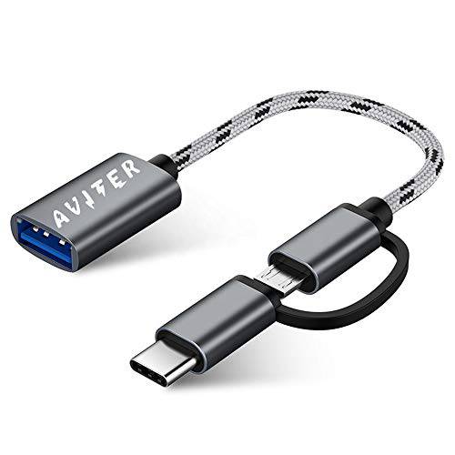AVITER USB C 어댑터 2 in 1 타입 C&  마이크로 USB 케이블 to USB 3.0 어댑터 - USB 타입 C&  마이크로 USB to USB Female 어댑터 OTG 맥북 프로, 맥북 에어, 아이패드 프로, and More 타입- C 디바이스.