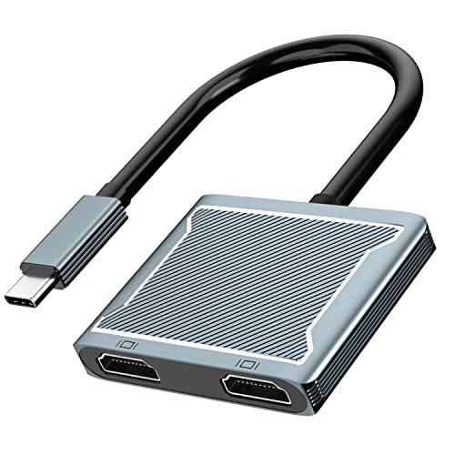 USB C to 듀얼 HDMI 어댑터, 타입 C to HDMI 컨버터, 변환기 Extended 디스플레이 4K@60Hz and 듀얼 4K@30Hz 맥북 프로 에어, 아이패드 프로, Dell XPS and More