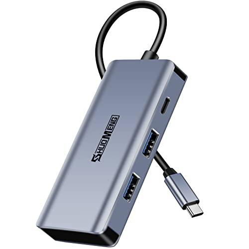 USB C 허브 5 포트, USB 타입 C to USB 어댑터 허브 4 USB 3.0 포트& 1 USB C 100W 전원 포트, (썬더볼트 3) to USB 허브 멀티포트 어댑터 맥북 프로/ 에어, 아이패드 프로, 키보드, 휴대용 HDD