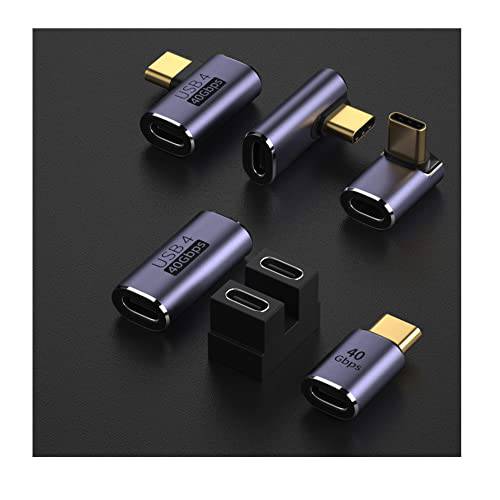 USB 타입 C 어댑터 키트 6-Pack, USB-C Male to Female Middle bend 90 도, 사이드 Bend 90 도, up&  다운 90 도, Male to Female 확장기, USB-C Female to Female U 쉐입/  커플러 확장기 연장