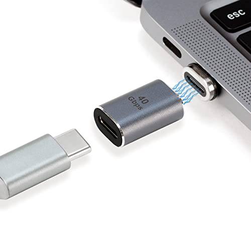 40Gbps 자석 USB C 어댑터 24Pins 타입 C 커넥터, 지원 USB PD 100W 퀵 충전, 8K@60 Hz 비디오 출력 호환가능한 맥북 프로/ 에어 and More 타입 C 디바이스