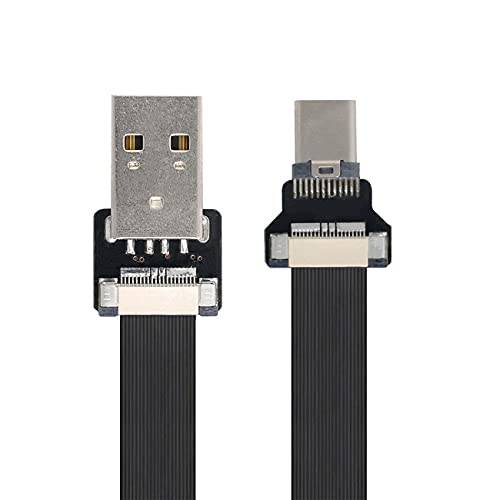 NFHK USB 2.0 Type-A Male to USB-C Type-C Male 데이터 플랫 슬림 FPC 케이블 FPV&  디스크&  폰 20CM