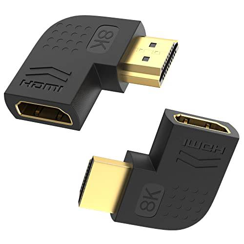 8K HDMI 2.1 직각 어댑터, 2 팩, LEIRUI 90 도 and 270 도 커넥터 지원 3D 비전, Dolby Atmos, 다이나믹 HDR, HDCP 3.2 3D/ 4K 벽면 TV, Roku, 크롬캐스트, 엑스박스,  닌텐도스위치