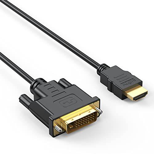 HDMI to DVI 케이블 5 Feet, Male DVI-D (24+ 1) to HDMI Male 어댑터 케이블 1080P 풀 고속 어댑터 케이블 호환가능한 컴퓨터, PC, 라즈베리 파이, Roku, 엑스박스 원, PS4 PS3, 그래픽 카드