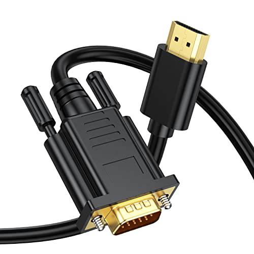 HDMI to VGA 케이블 6ft, Gold-Plated HDMI to VGA 모니터 케이블 호환가능한 컴퓨터, 데스크탑, 노트북, PC, 모니터, 프로젝터, HDTV, and More (Not bidirection)-Black…