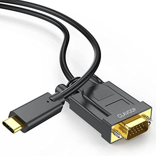 USB C to VGA 케이블 3 Feet, CLAVOOP USB Type-C to VGA 케이블 [썬더볼트 3] 호환가능한 맥북 프로, 삼성 갤럭시, Dell XPS 13/ 15, 레노버 요가 and More