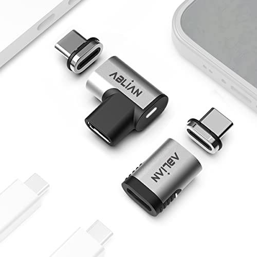 USB C 자석 어댑터, (2 팩 스트레이트&  직각) 지원 썬더볼트 4, USB4.0, PD 100W 퀵 충전, 40Gb/ s 데이터 전송, 8K 비디오 출력 호환가능한 맥북 and More USB C 디바이스.