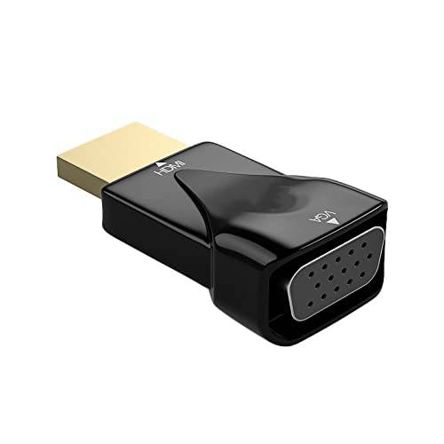 HDMI to VGA 어댑터, HDMI Male to VGA Female 컨버터, 변환기 Gold-Plated, HDMI VGA 어댑터 케이블 호환가능한 모니터, 컴퓨터, PC, 데스크탑, 노트북, 디스플레이, 프로젝터, HDTV and More, 블랙