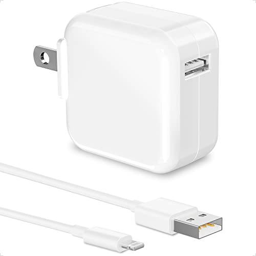 [애플 MFi 인증된] 아이패드 충전기, Stuffcool 12W USB 파워 벽면 고속충전기 폴더블 휴대용 여행용 플러그 라이트닝 to USB 퀵 충전 동기화 케이블 아이폰, 아이패드 에어 3/ 2/ 1, 아이패드 미니, 에어팟