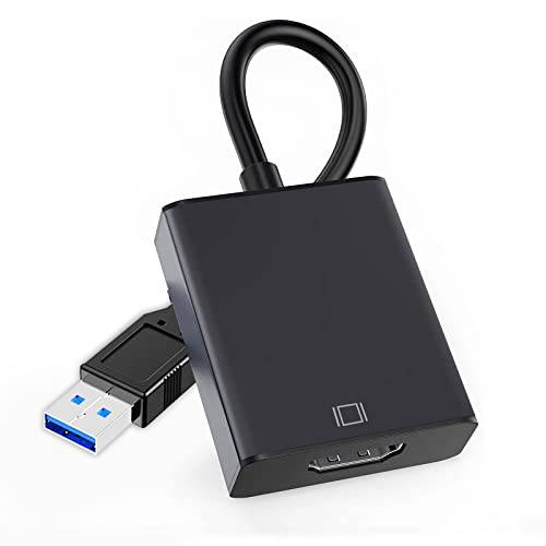 USB to HDMI 어댑터 USB 3.0/ 2.0 to HDMI 다양한 모니터 1080P 호환가능한 윈도우 XP/ 7/ 8/ 10/ 11 and MacOS(Black)