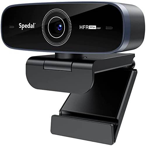 Spedal 1080P 60FPS 웹캠 오토포커스, Built-in 마이크,마이크로폰, 소프트웨어 포함, FHD USB 웹 카메라 줌 미팅 스카이프 팀 트위치, 호환가능한 PC Mac 노트북 데스크탑