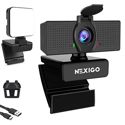 1080P 비지니스 웹캠 키트, NexiGo N60 HD 웹 카메라 마이크,마이크로폰 and 프라이버시 커버, 소프트웨어 컨트롤, 강화 비디오 회의 라이트닝 키트 웹캠 스타일 클립, 줌/ 스카이프/ 팀