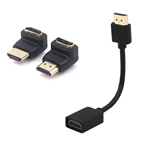 VCE 2-Pack HDMI 90 도 and 270 도 직각 Male to Female 어댑터 번들,묶음 HDMI 스위블 어댑터 Male to Female HDMI 연장 구글 크롬 캐스트, Roku TV스틱